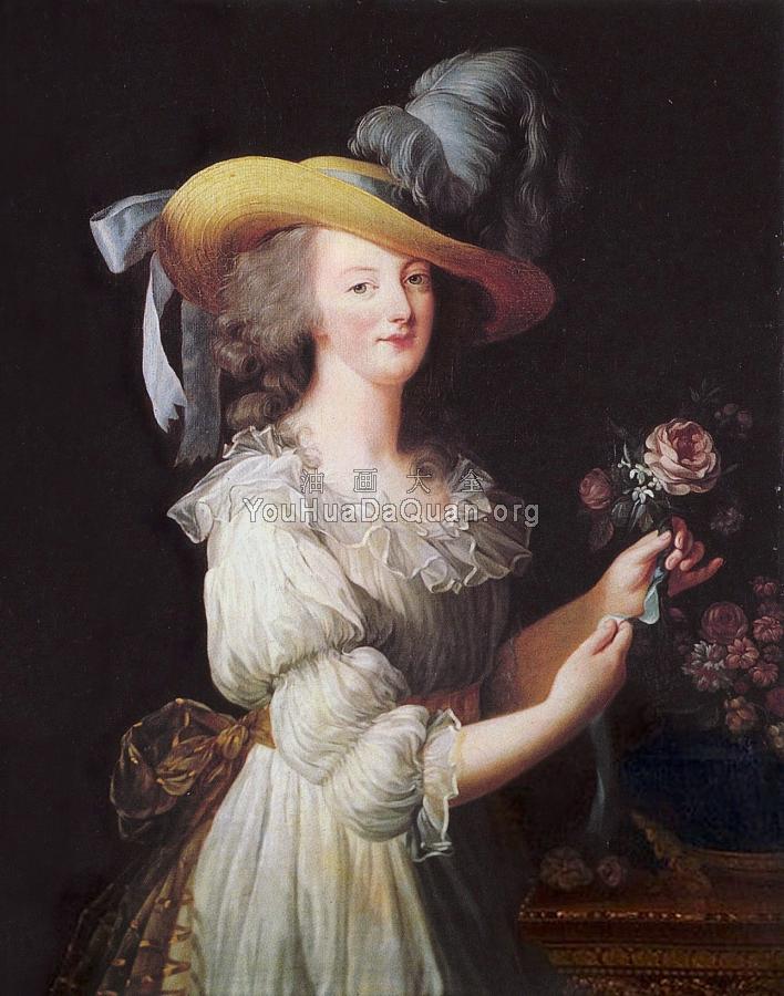 Marie Antoinette in a Muslin dress, Portrait of Marie Antoinette - 路易斯伊·丽莎白·维热·勒·布伦